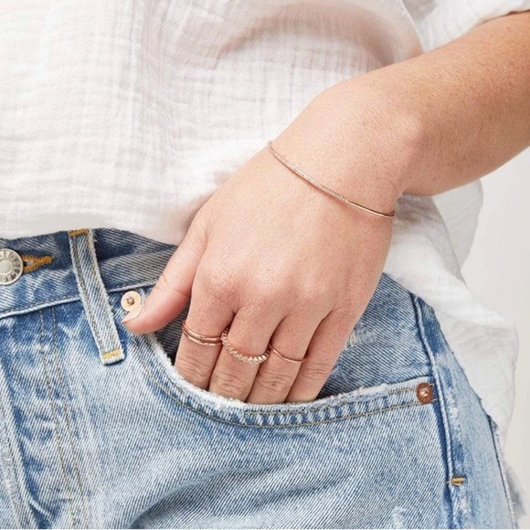 Gorjana 18k Rose Gold Plated Brass Hammered G Ring Set of 3 Minimalist Girlcore - Picture 2 of 4